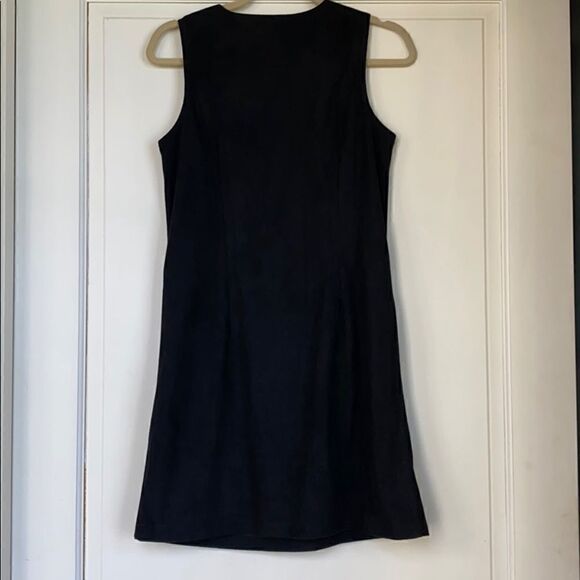 Sleeveless Faux Sues Zip Front Shift Dress - Picture 5 of 5